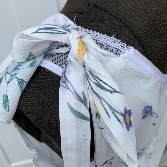 one shoulder mini dress peplum style flowing fabric garden flower print fairy - Picture 11 of 14